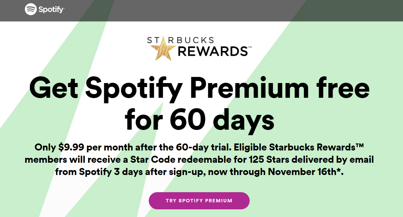 Spotify 3 Month Free Trial Starbucks